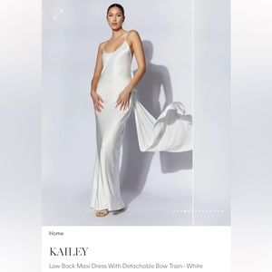 KAILEY - Low Back Maxi Dress With Detachable Bow Train - White